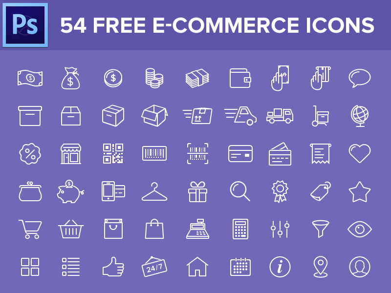 54 Iconos PSD gratis para tiendas online (e-commerce)
