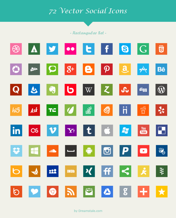 Paquete con 72 Iconos de redes sociales en 6 estilos - Frogx Three