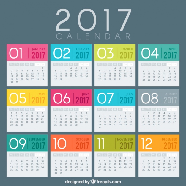 Creativos calendarios 2017, vectores gratis para inic 